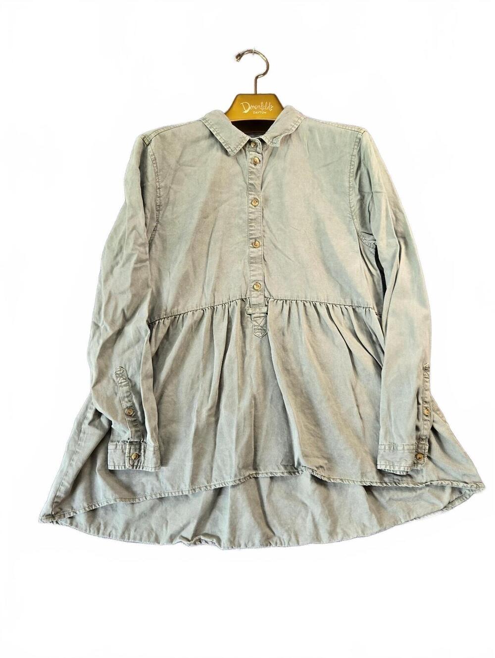 American Eagle Outfitters Women's Long Sleeve Button-Front Tunic Top in Light Fm - Picture 2 of 10
